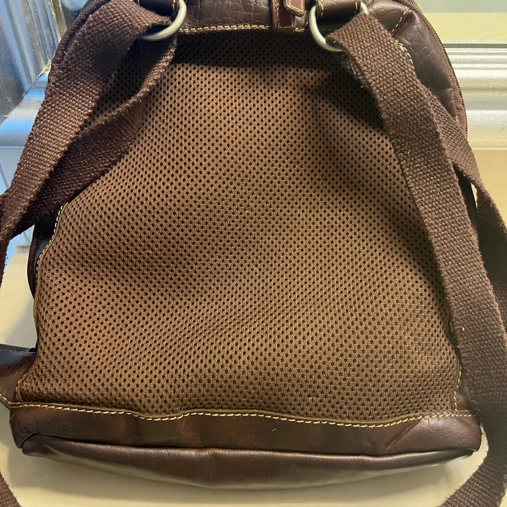 Jack George’s brown leather back pack